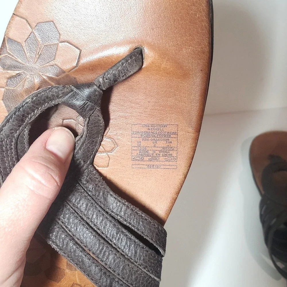 Merrell Thong Sandal Lidia Mahogany Women's Size 10 Leather J46304 Slip-on